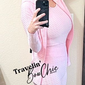 LIGHT PINK SM/MED 3 PC ZIP Front Hood Jacket RAZERBACK Tank Long Sleeve Pant Set